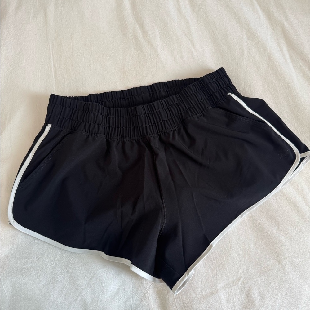 Aerie lined Black Athletic Shorts with White Trim